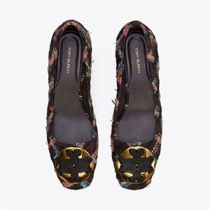 TORY BURCH WOVEN DOUBLE T PUMP LEATHER SOLE‼️